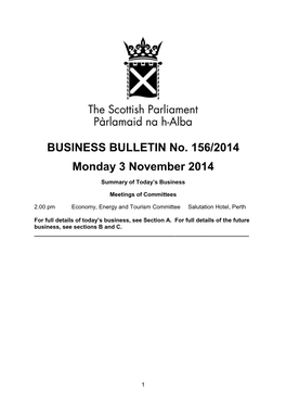 BUSINESS BULLETIN No. 156/2014 Monday 3 November 2014