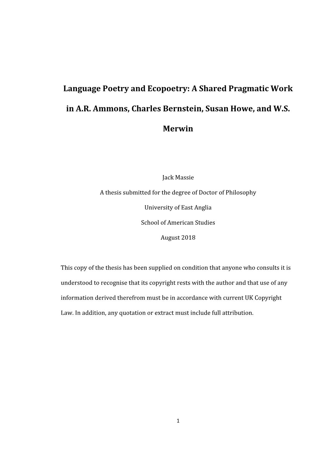 Language Poetry and Ecopoetry: a Shared Pragmatic Work