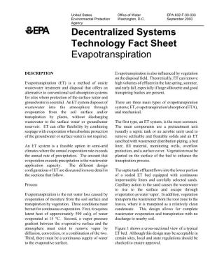 Decentralized Systems Technology Fact Sheet: Evapotranspiration