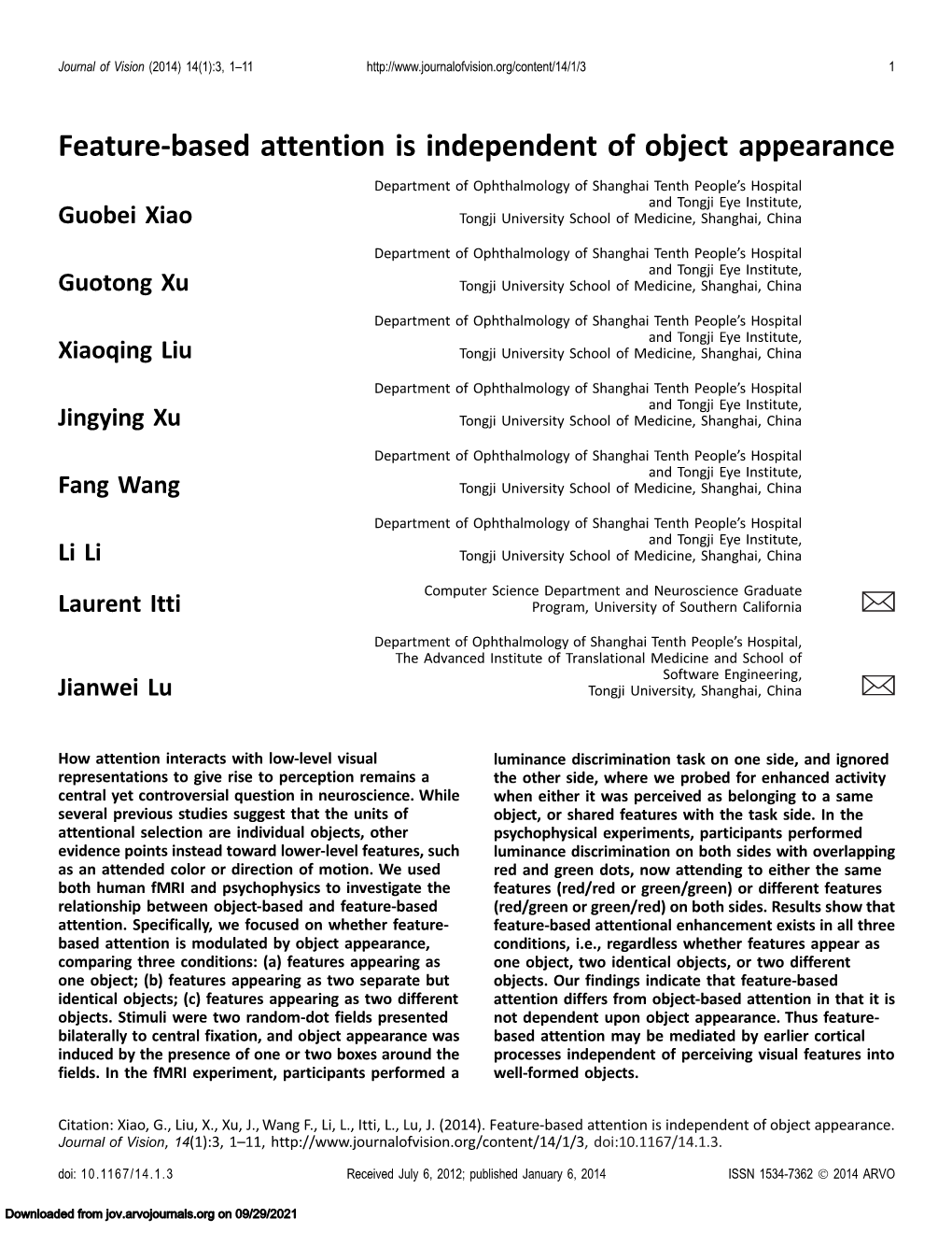 Feature-Based Attention Is Independent of Object Appearance