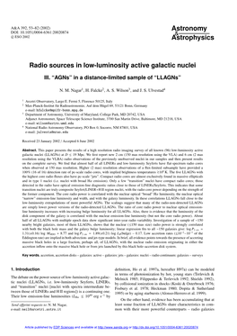 Radio Sources in Low-Luminosity Active Galactic Nuclei