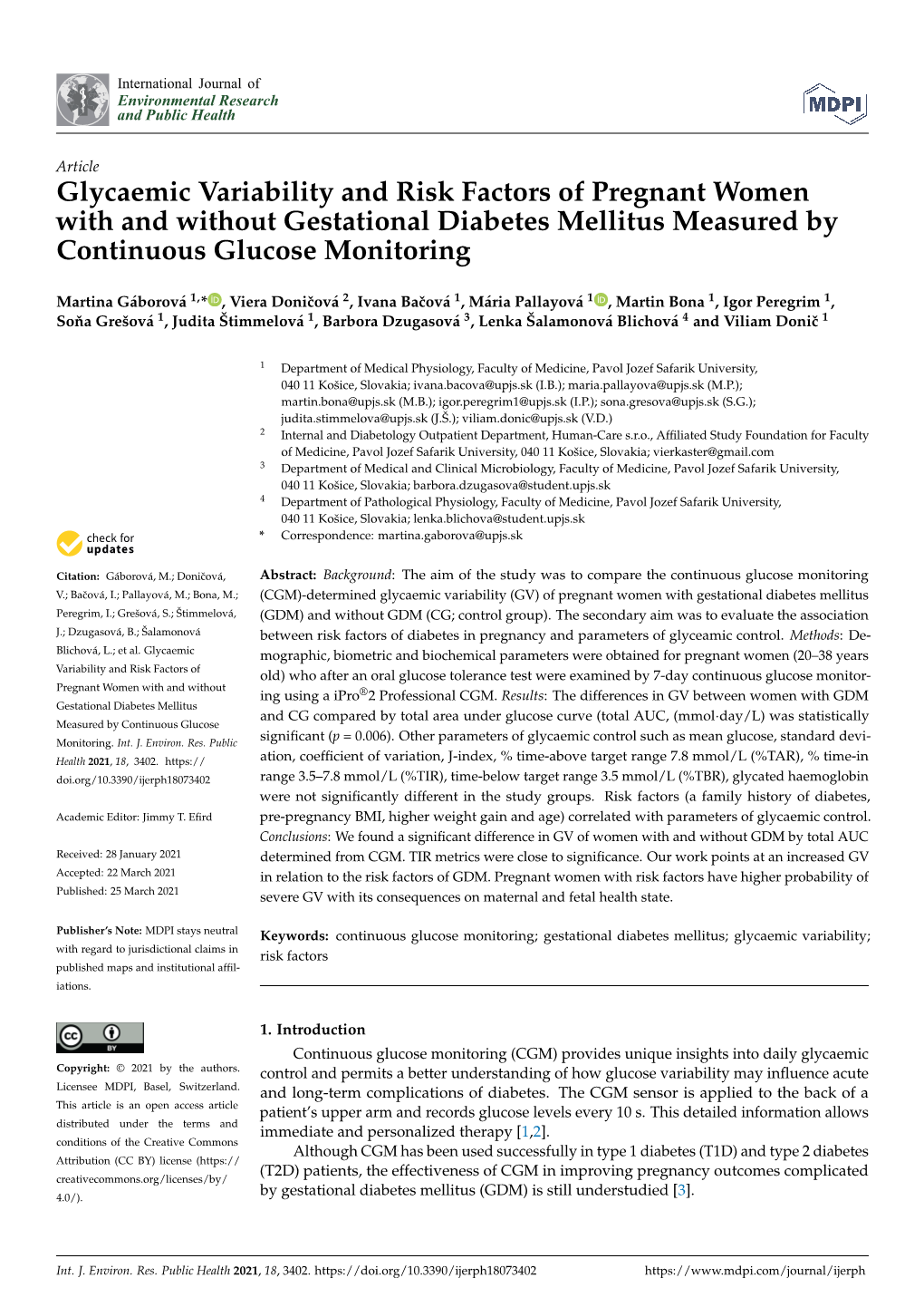 Glycaemic Variability and Risk Factors of Pregnant Women with and Without Gestational Diabetes Mellitus Measured by Continuous Glucose Monitoring