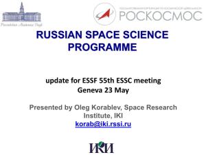 Russian Space Science Programme Update