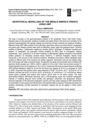 Geophysical Modelling of the Middle America Trench Using Gmt