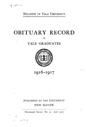 1916-1917 Obituary Record of Graduates of Yale University