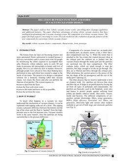 Relation Between Function and Form in Vacuum Cleaners Design