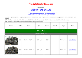 Tea Wholesale Catalogue