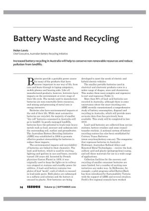 Battery Waste and Recycling