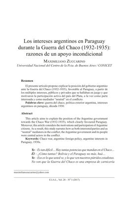 Los Intereses Argentinos En Paraguay Durante La Guerra Del Chaco