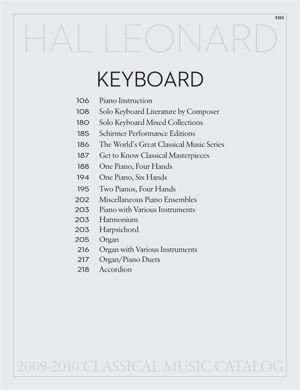 Keyboard: 6/18/09 3:51 PM Page 105 HAL LEONARD105 KEYBOARD