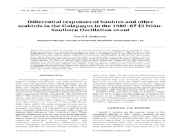 Differential Responses of Boobies and Other Seabirds in the Galapagos to the 1986-87 El Nino- Southern Oscillation Event