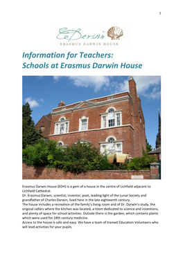 Schools at Erasmus Darwin House