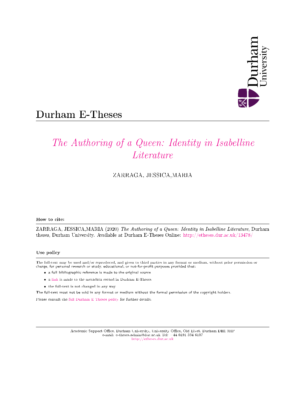 The Authoring of a Queen: Identity in Isabelline Literature