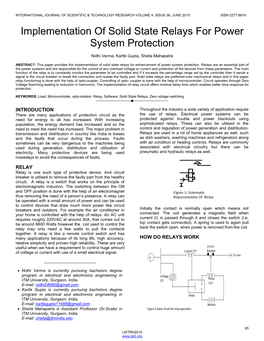 Implementation of Solid State Relays for Power System Protection