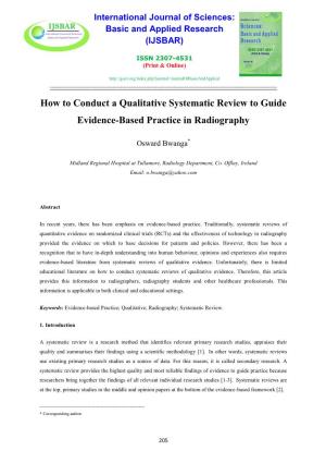 How to Conduct a Qualitative Systematic Review to Guide Evidence-Based Practice in Radiography