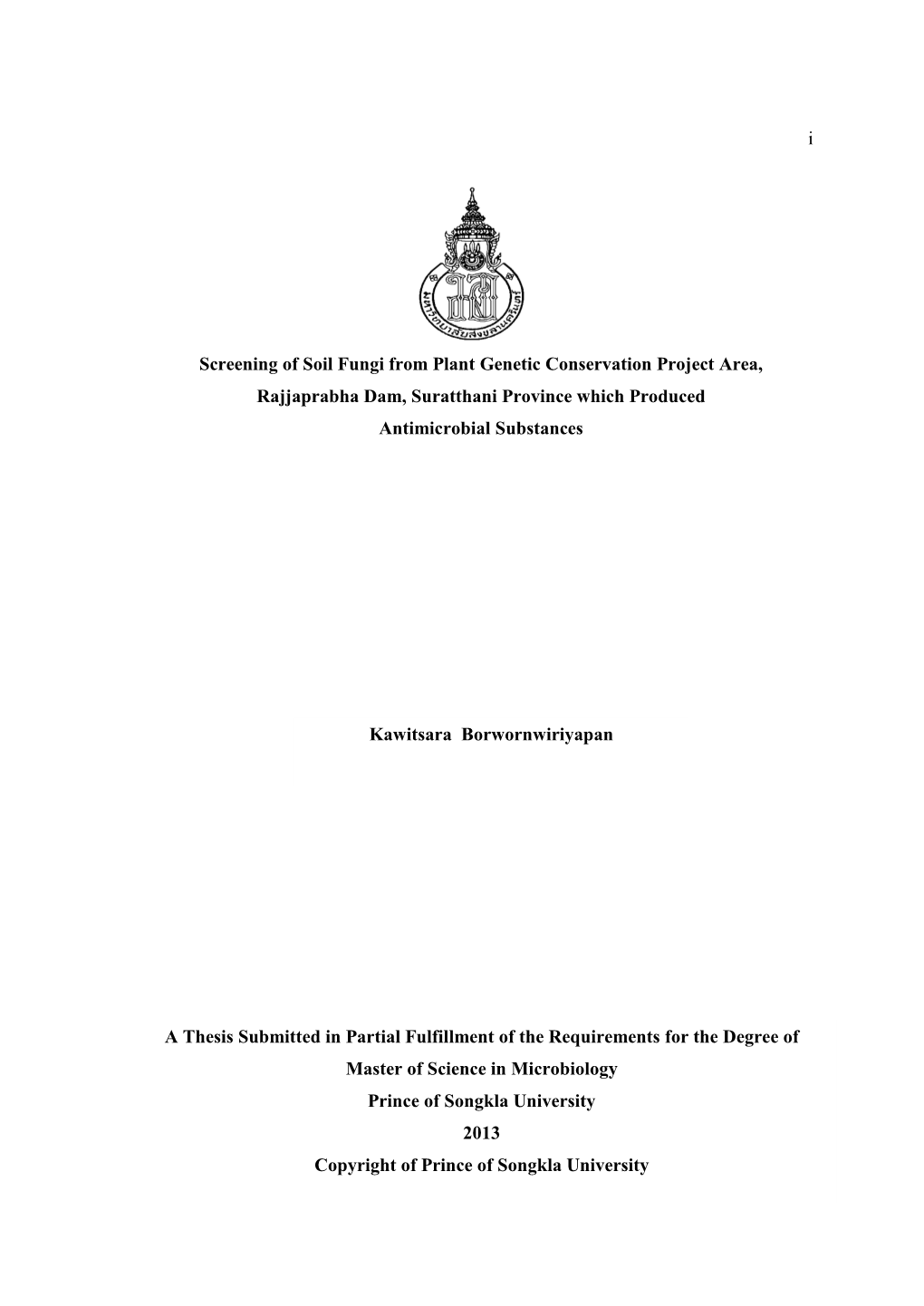 A Thesis Submitted in Partial Fulfillment of the Requirements For