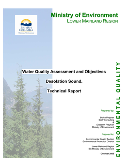 Water Quality Assessment and Objectives Desolation Sound. Technical Report