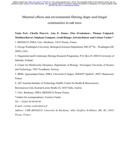 Maternal Effects and Environmental Filtering Shape Seed Fungal