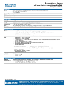 Recombinant Human Α‑N‑Acetylglucosaminidase/NAGLU Catalog Number: 7096-GH