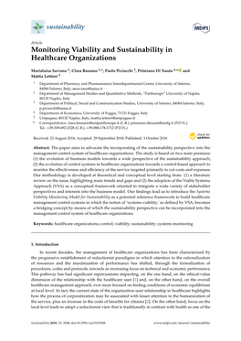 Monitoring Viability and Sustainability in Healthcare Organizations