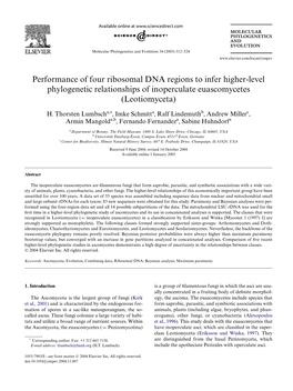 Performance of Four Ribosomal DNA Regions to Infer Higher-Level Phylogenetic Relationships of Inoperculate Euascomycetes (Leotiomyceta)