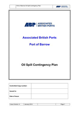 Associated British Ports Port of Barrow Oil Spill Contingency Plan