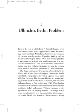 1 Ulbricht's Berlin Problem