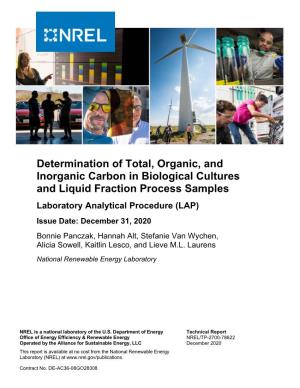 Determination of Total, Organic, and Inorganic Carbon In