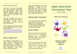 Dublin South Early Intervention Team's Parent Leaflet