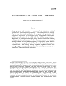 Bounded Rationality and the Theory of Property