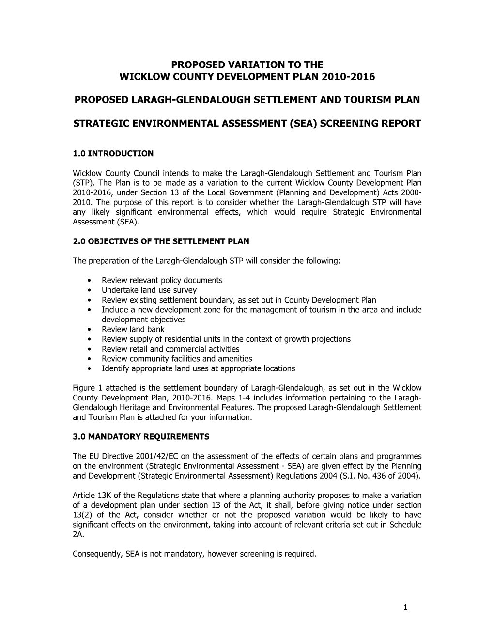 Proposed Variation to the Wicklow County Development Plan 2010-2016