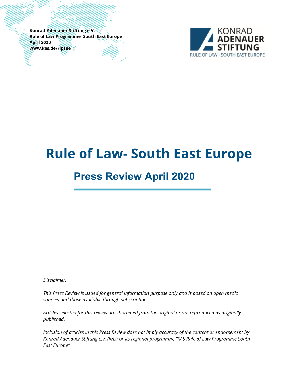 Rule of Law Programme South East Europe April 2020