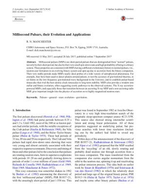 Millisecond Pulsars, Their Evolution and Applications