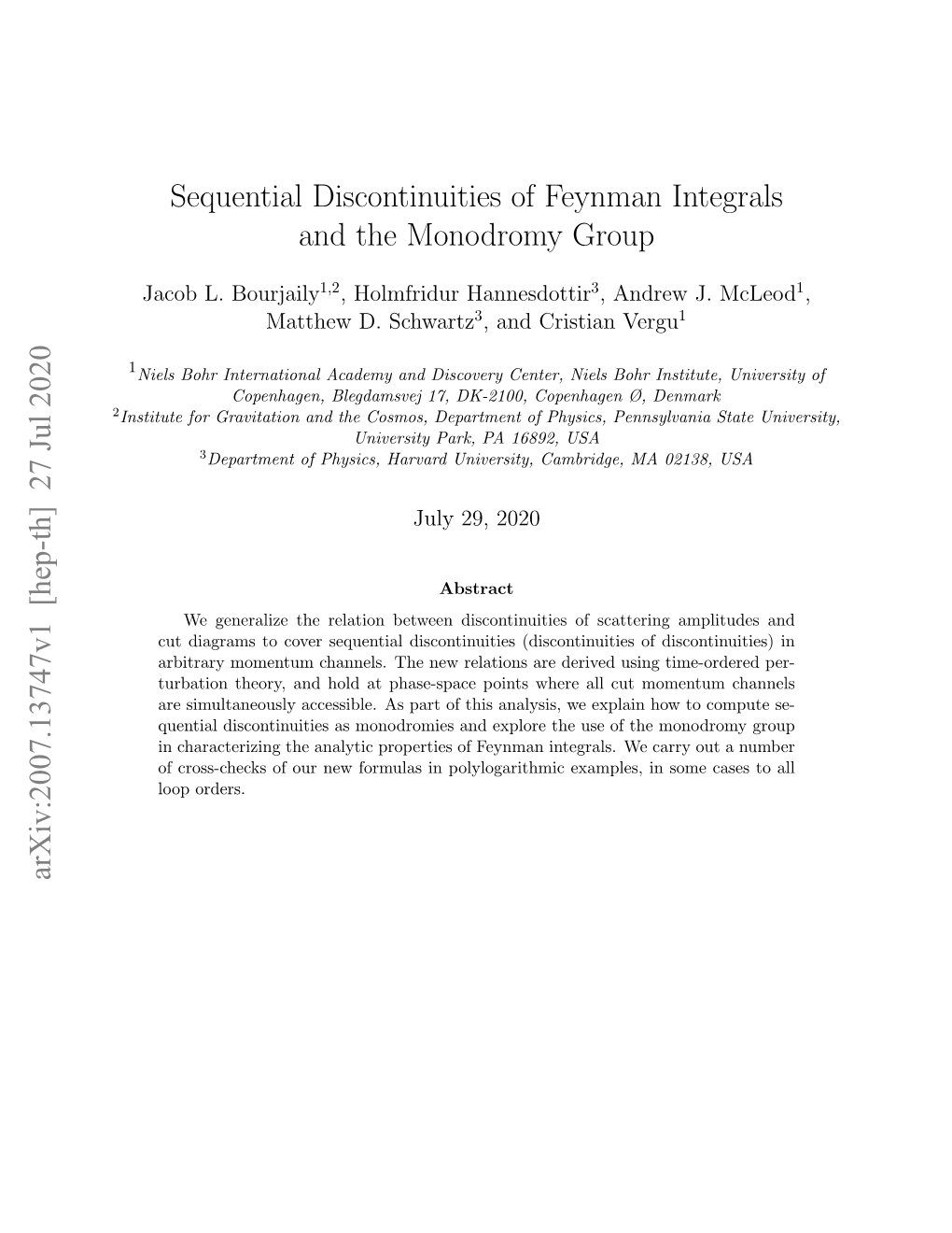 Sequential Discontinuities of Feynman Integrals and the Monodromy Group