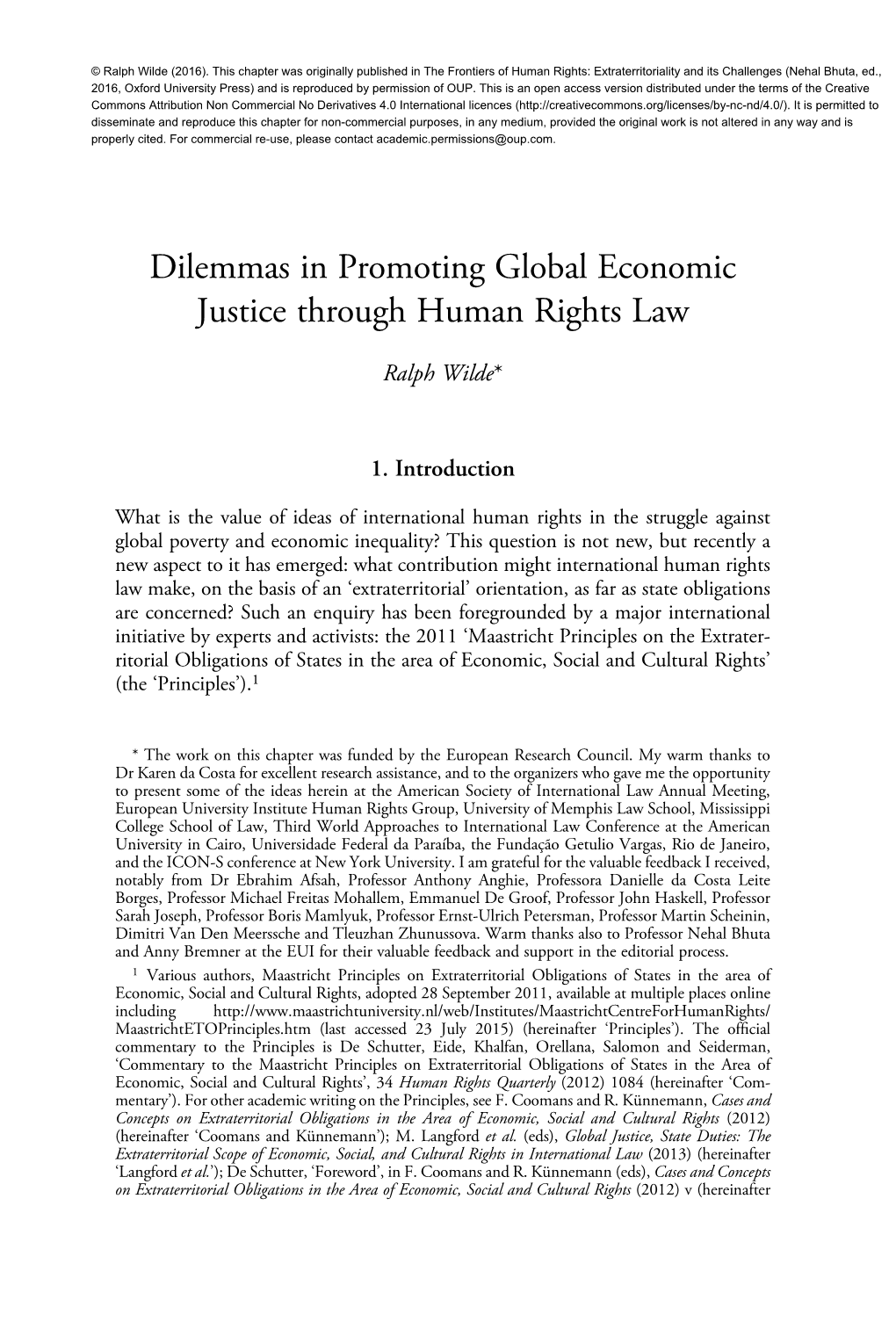 Dilemmas in Promoting Global Economic Justice Through Human Rights Law