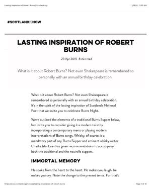 Lasting Inspiration of Robert Burns | Scotland.Org 1/18/21, 11:55 AM