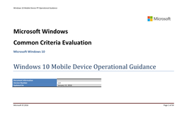 Windows 10 Mobile Device Operational Guidance.Pdf