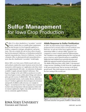 Sulfur Management for Iowa Crop Production