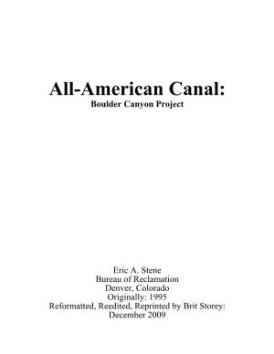American Canal, Boulder Canyon Project
