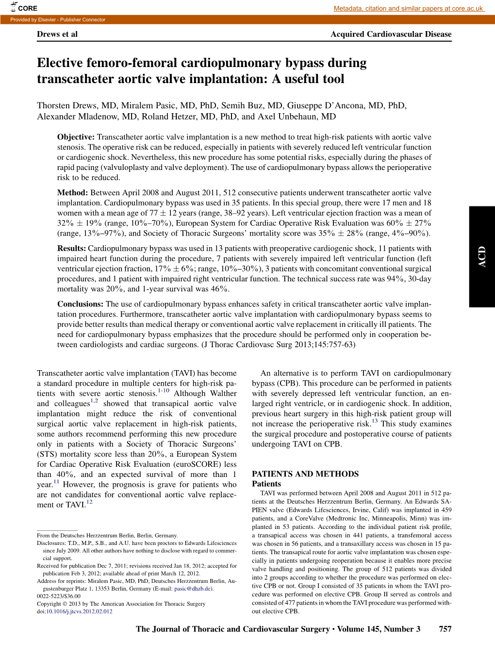 Elective Femoro-Femoral Cardiopulmonary Bypass During Transcatheter Aortic Valve Implantation: a Useful Tool