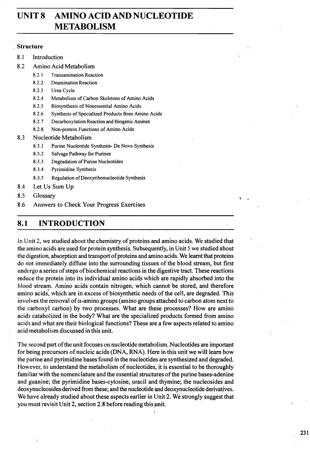 Unit 8 Amino Acid and Nucleotide Metabolism