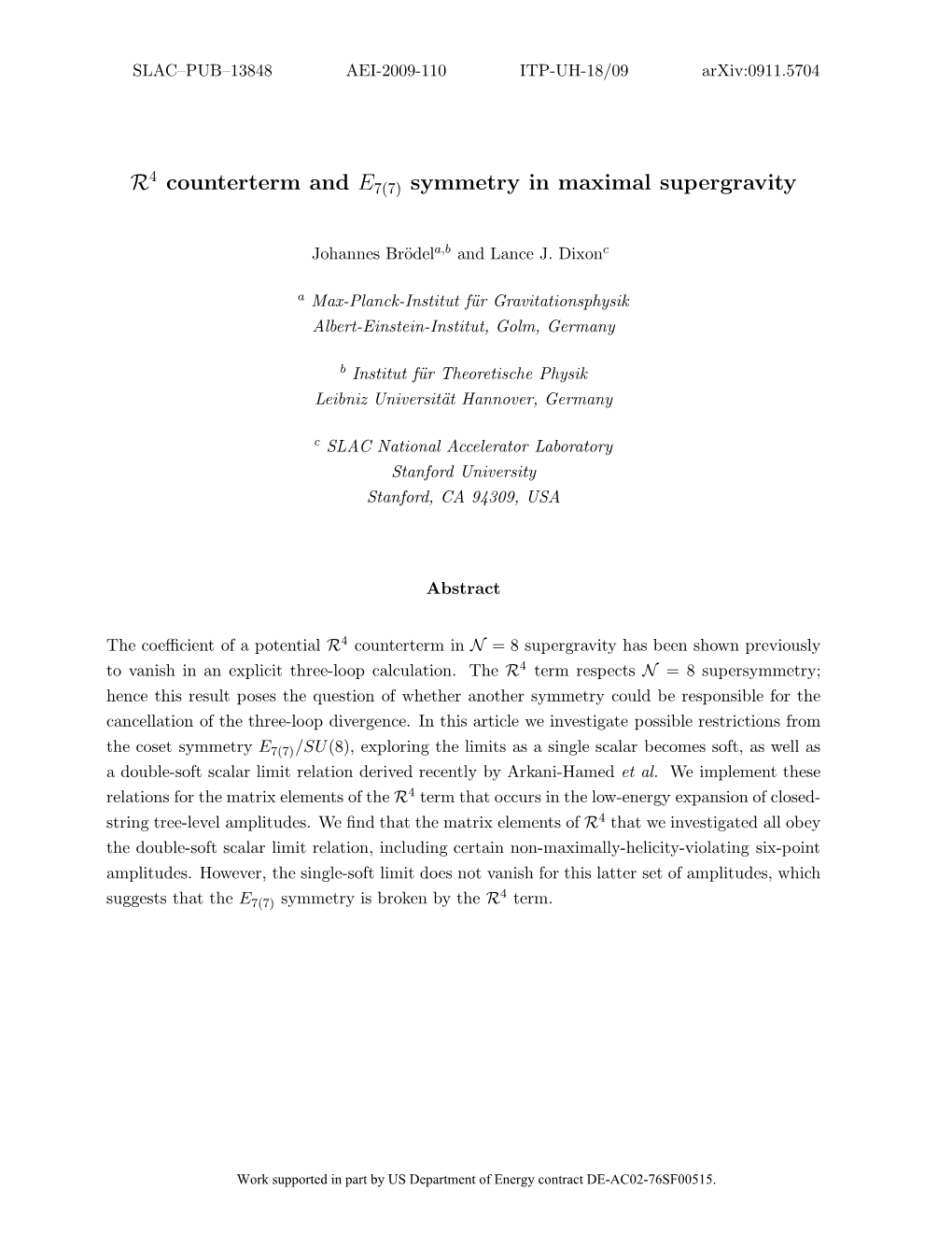 R4 Counterterm and E7(7) Symmetry in Maximal Supergravity