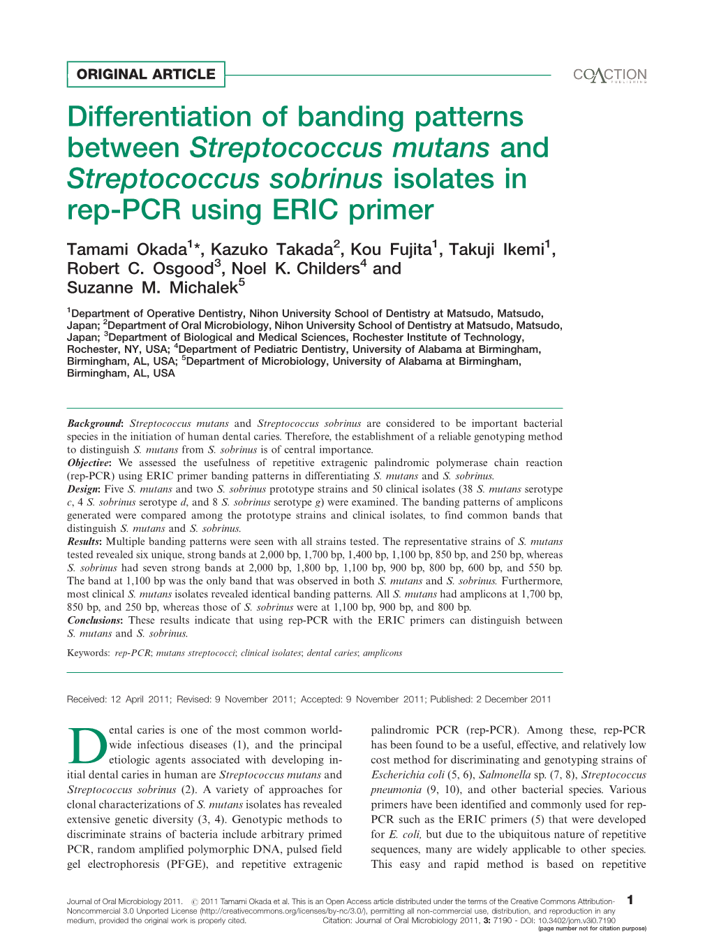 Differentiation of Banding Patterns Between Streptococcus Mutans And
