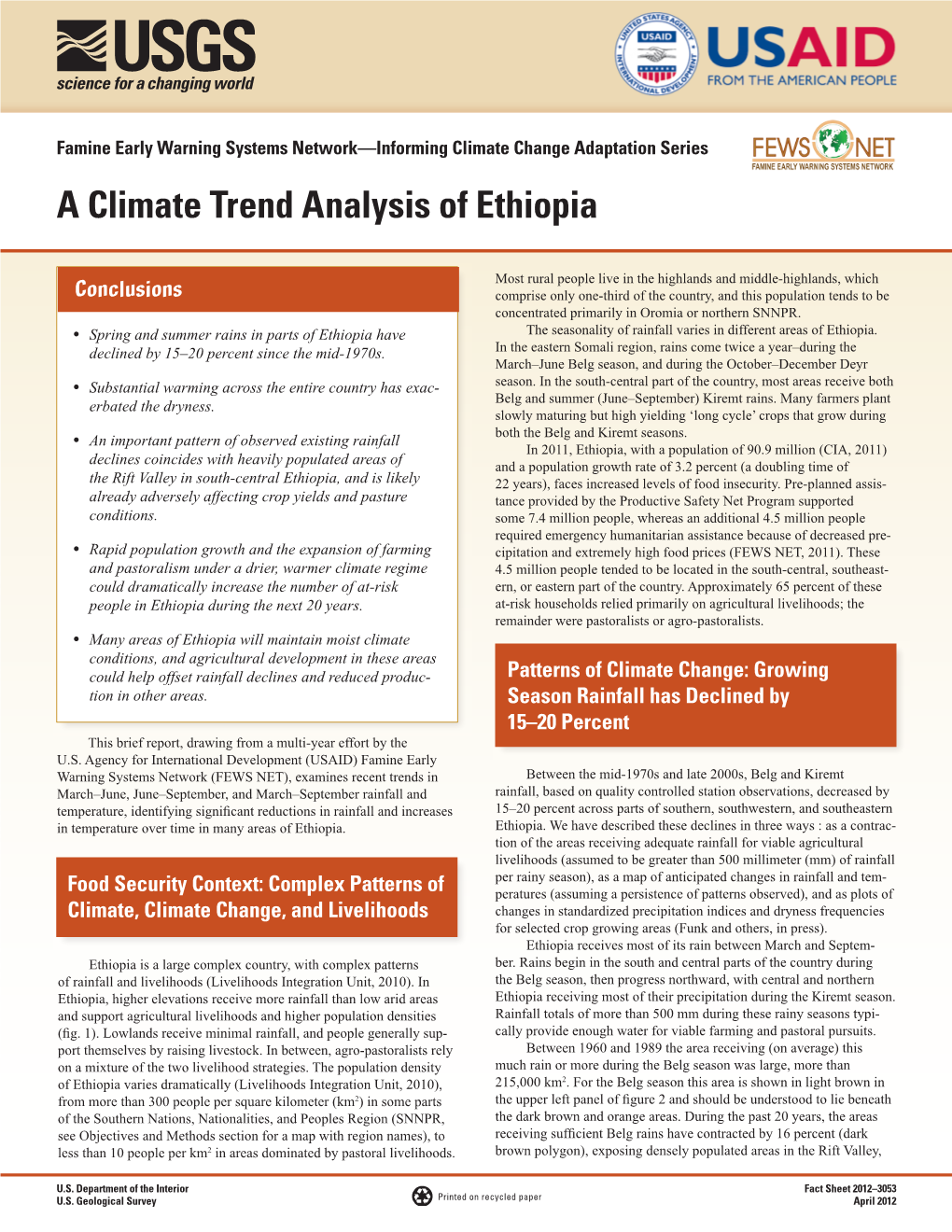 A Climate Trend Analysis of Ethiopia