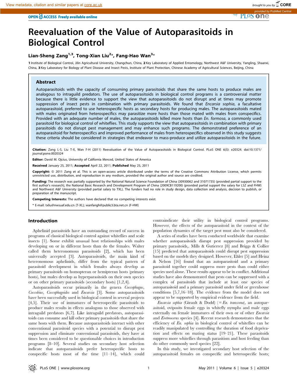 Reevaluation of the Value of Autoparasitoids in Biological Control