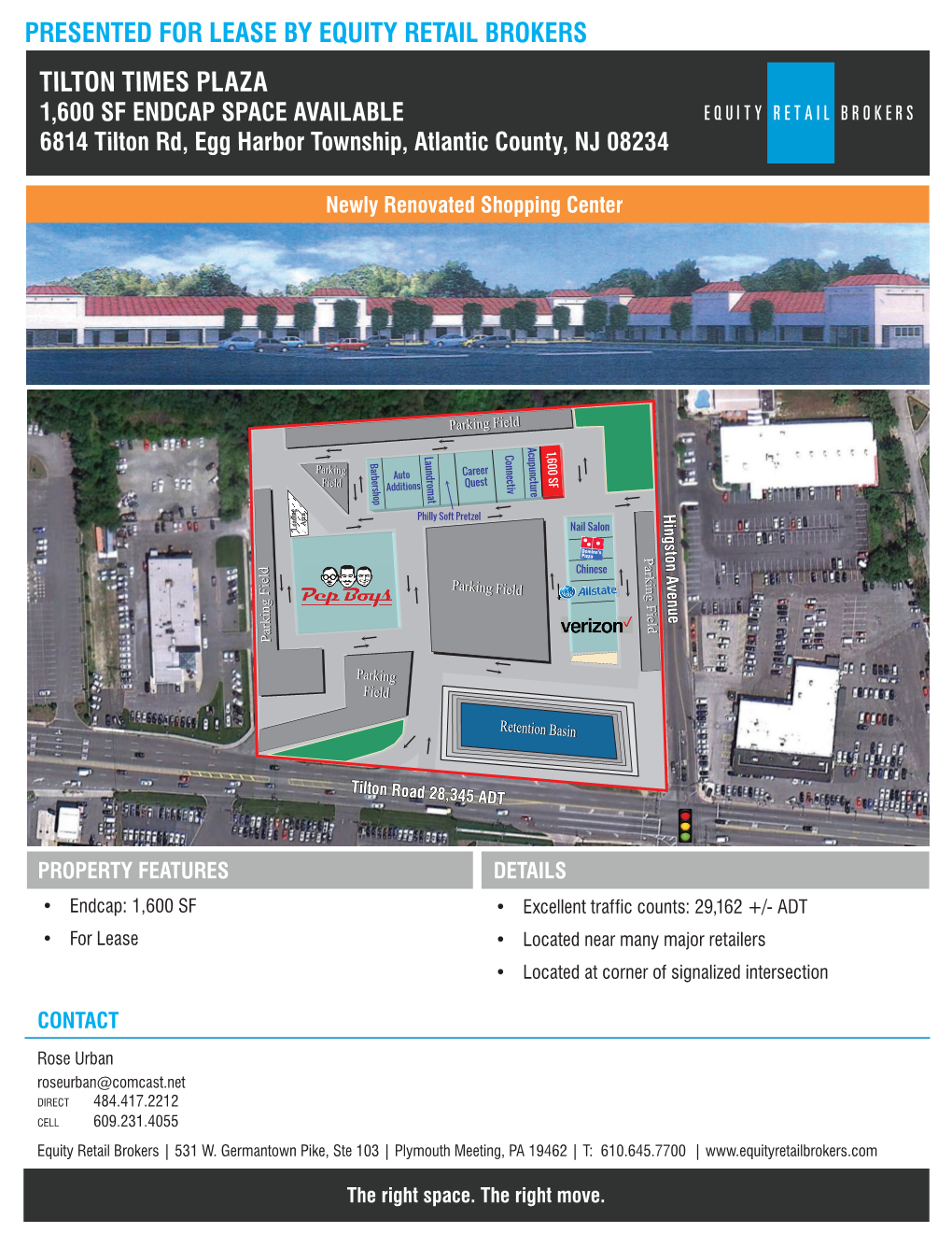 TILTON TIMES PLAZA 1,600 SF ENDCAP SPACE AVAILABLE 6814 Tilton Rd, Egg Harbor Township, Atlantic County, NJ 08234