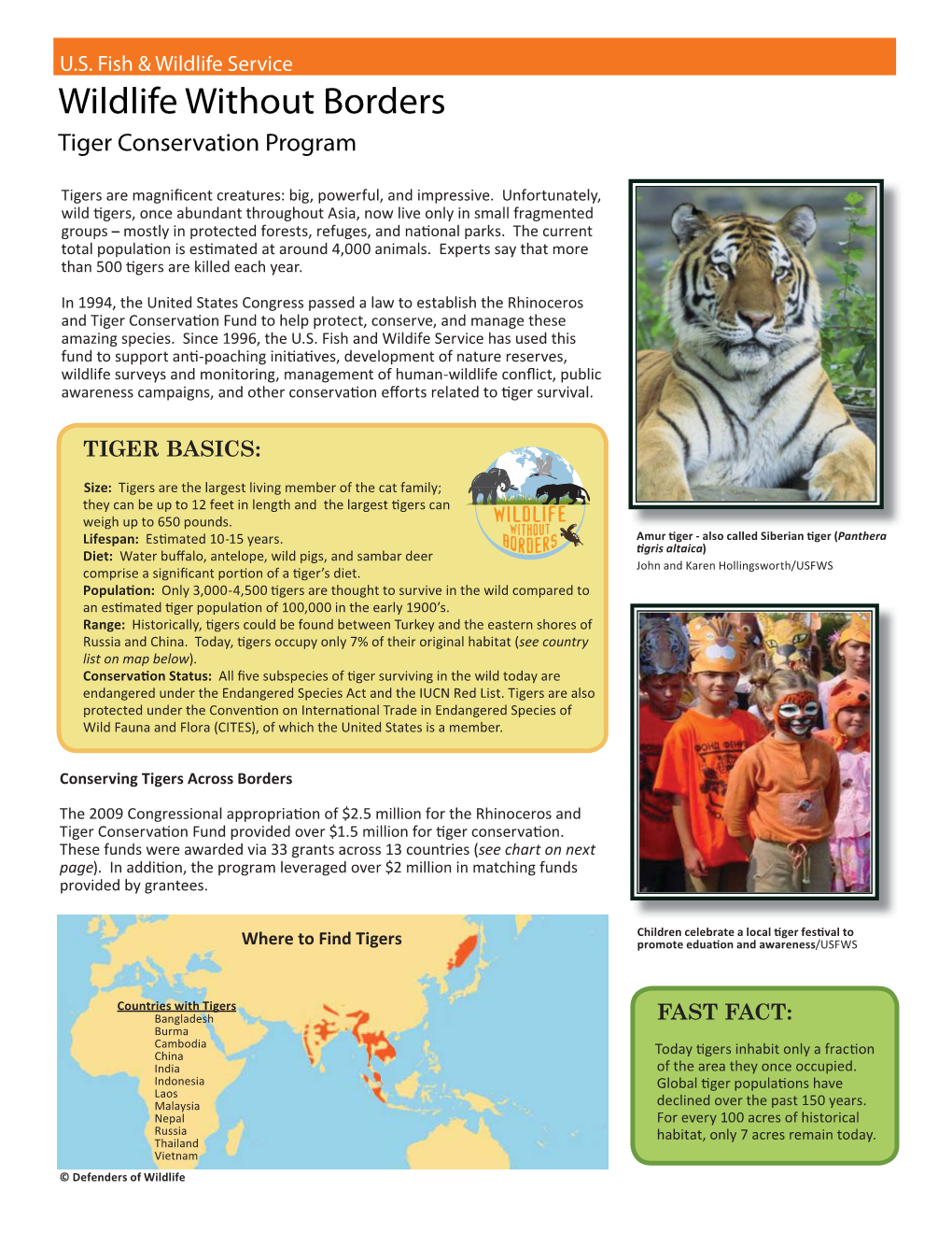 Wildlife Without Borders Tiger Conservation Program