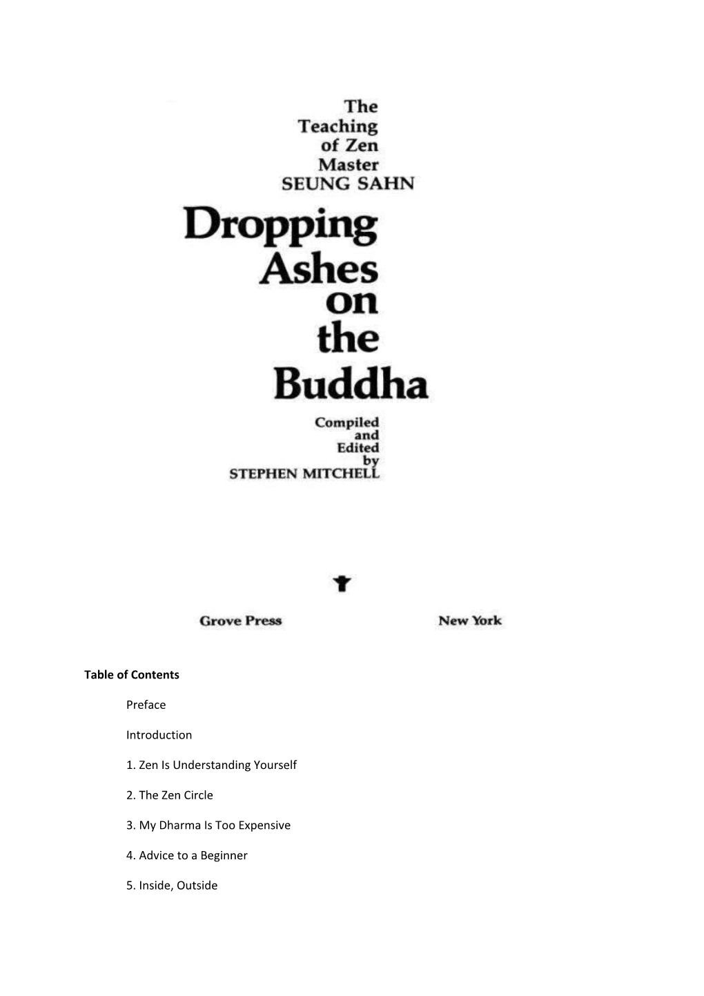 Dropping Ashes on the Buddha