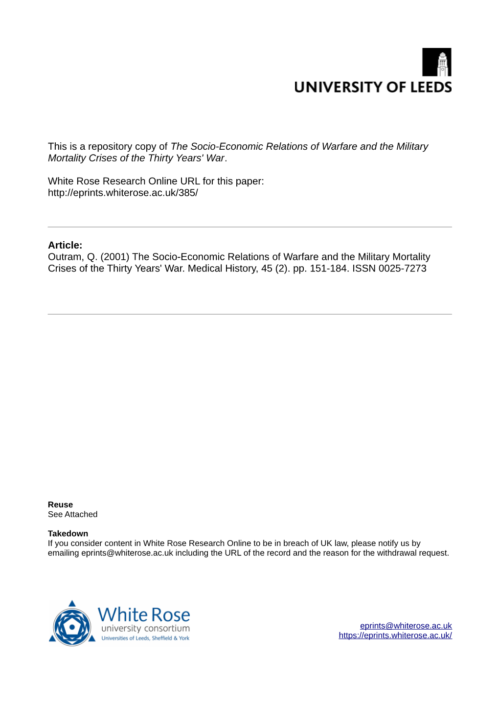 The Socio-Economic Relations of Warfare and the Military Mortality Crises of the Thirty Years' War