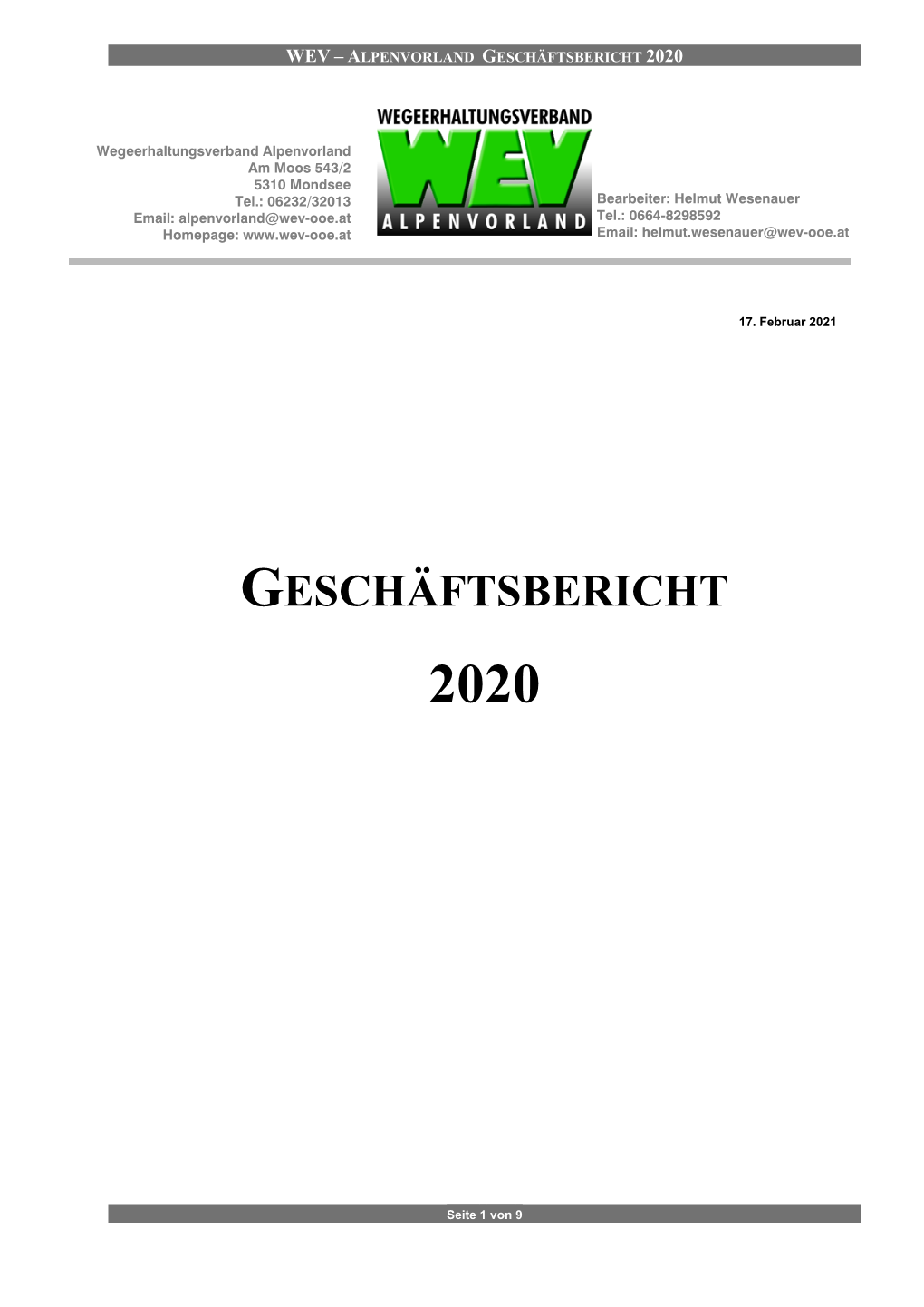 Geschäftsbericht 2020